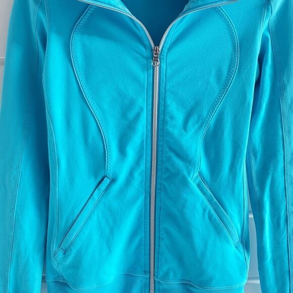 Lululemon Blue Nice Asana Brushed Surge Jacket Sweatshirt Size 4 - Picture 7 of 15